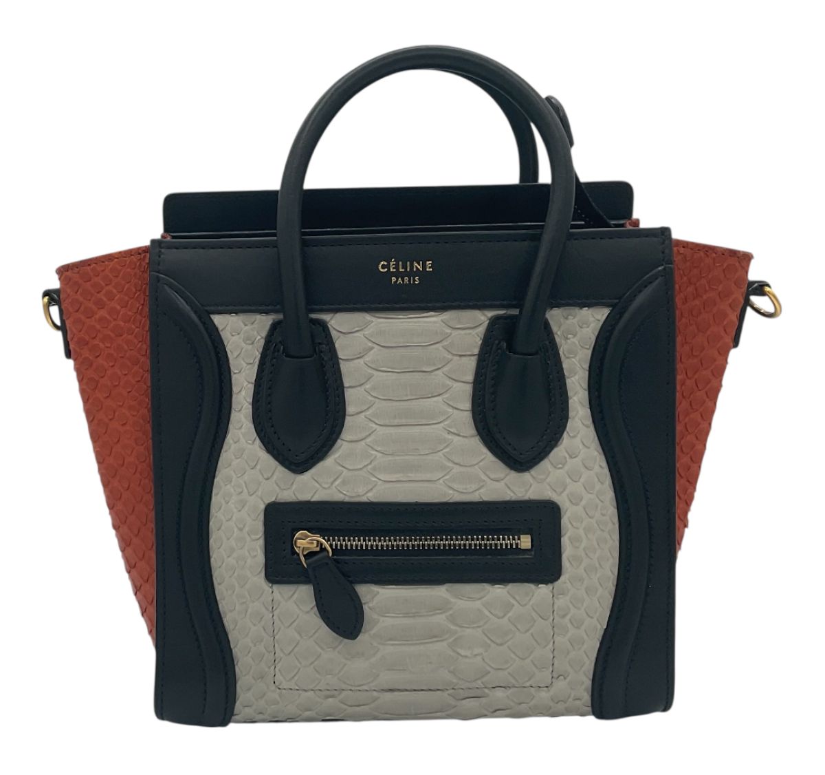 Celine Luggage Nani Cuir Orange/Gris/Noir