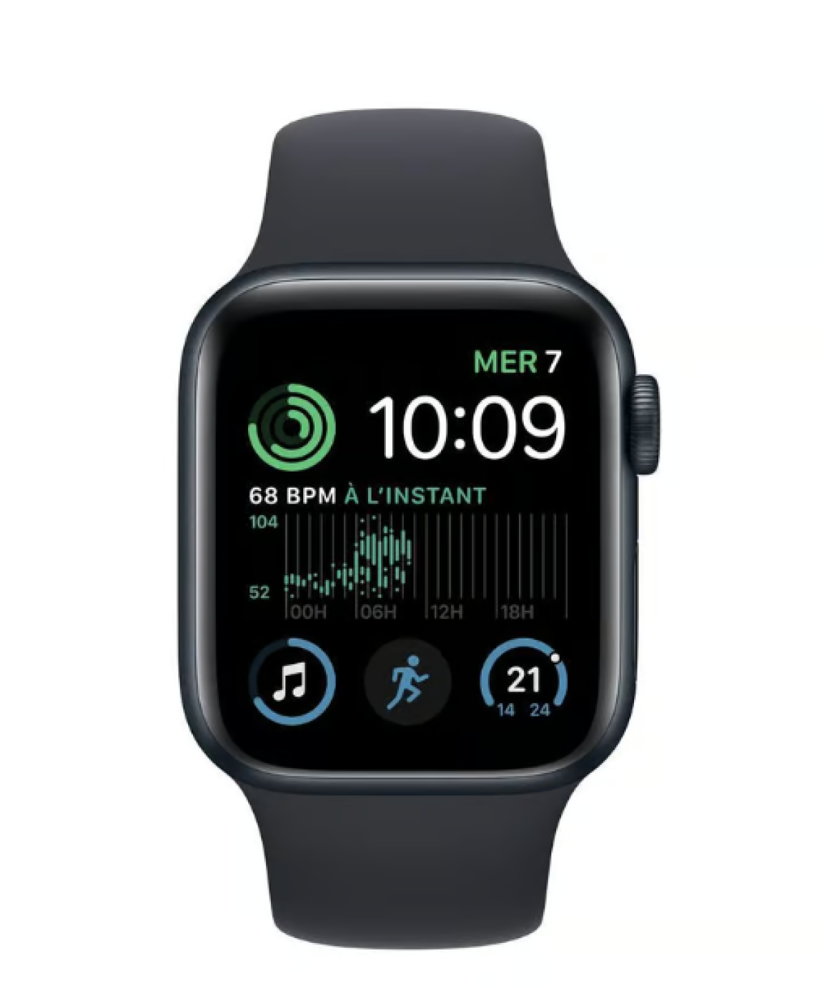 Apple Watch SE (2e génération) 44mm A2723 Aluminium Minuit Bracelet Boucle Unique Tressée