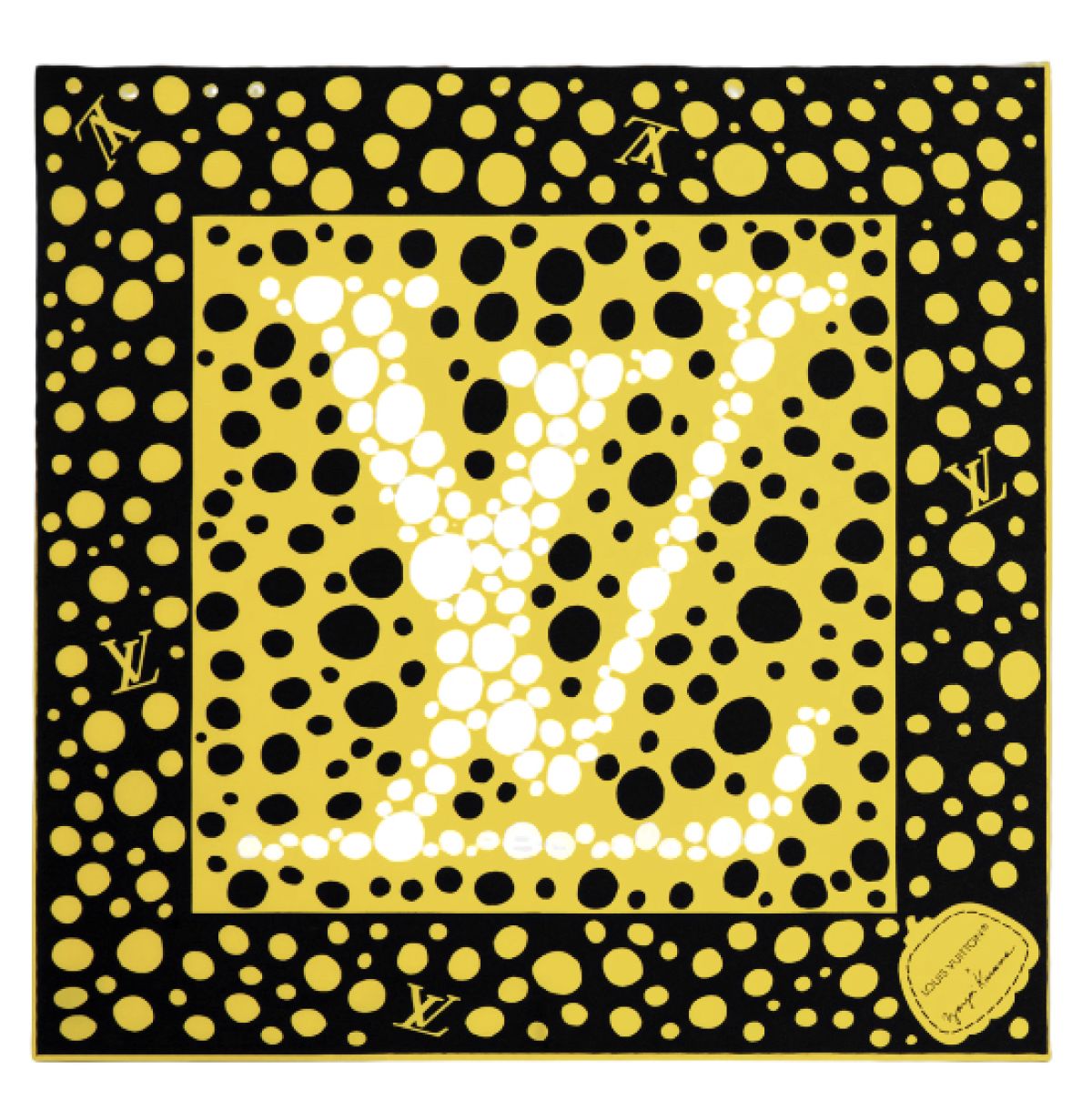 Louis Vuitton LV X YK- Carré 45 Infintiy Dots  Soie Jaune et Noir