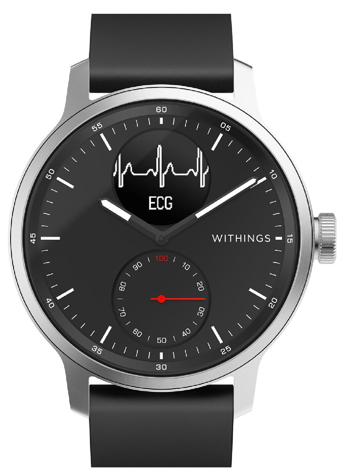 Withings Scan Watch HWA09 Acier Bracelet silicone Noir