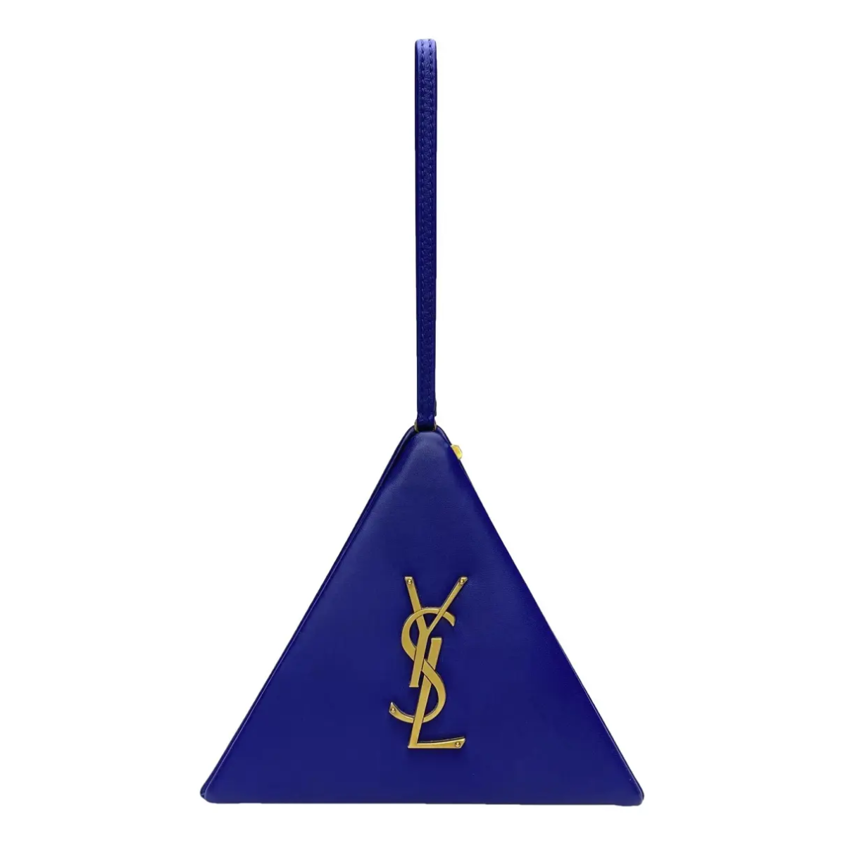 YSL Minaudière  Cuir bleu Pyramid