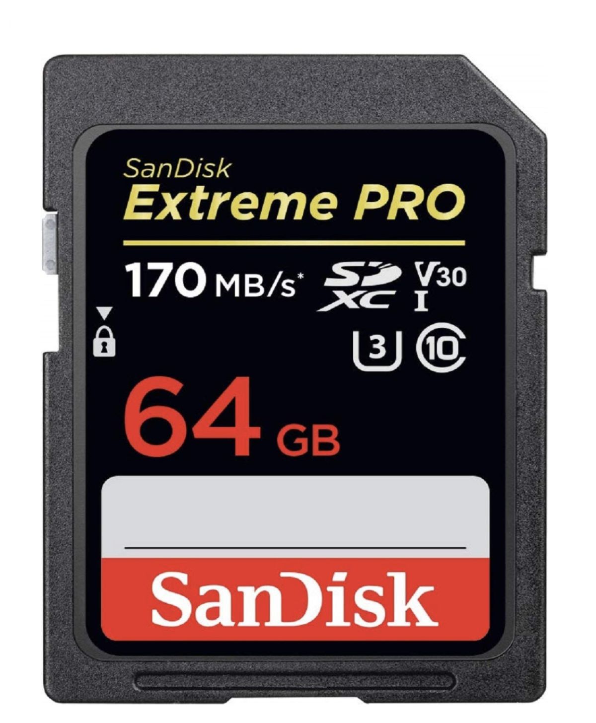 Sandisk Extreme Pro 64Gb 170MB/S Carte SD Noir / Rouge