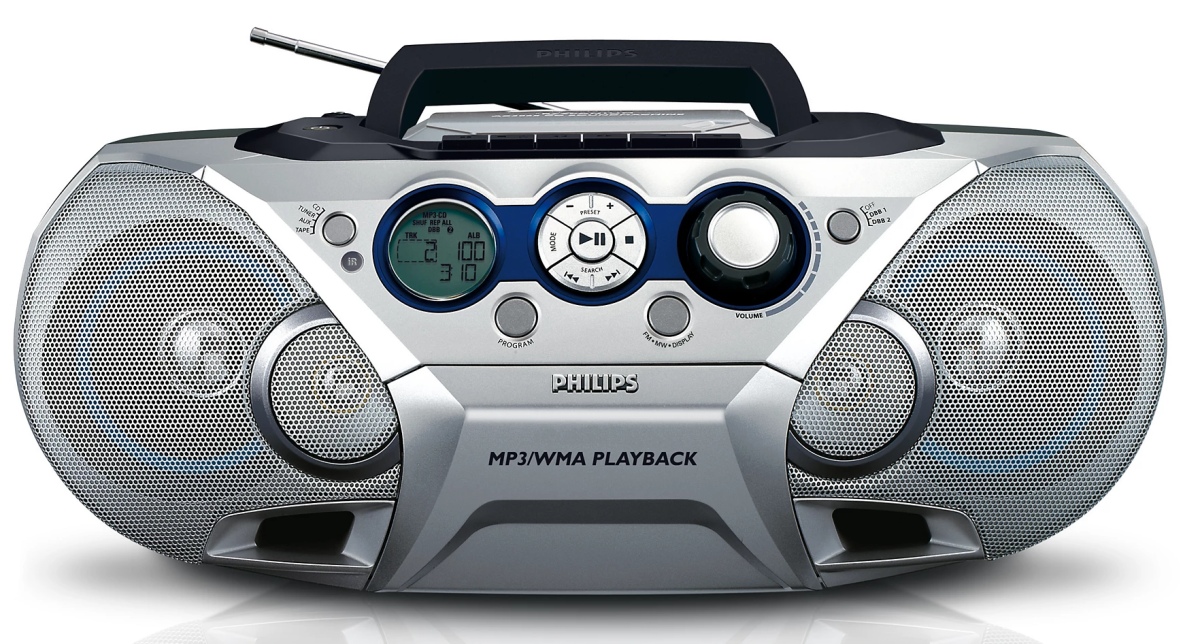 Philips AZ3068 CD / K7 2 X 4W Gris Poste