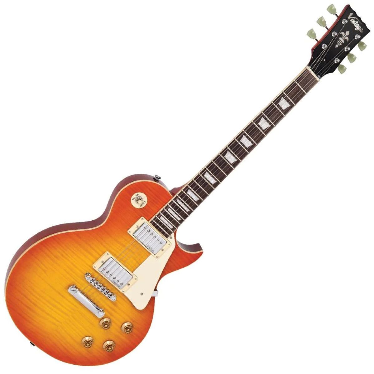 Vintage V100 Flame honey burst Type LP Single cut Droitier