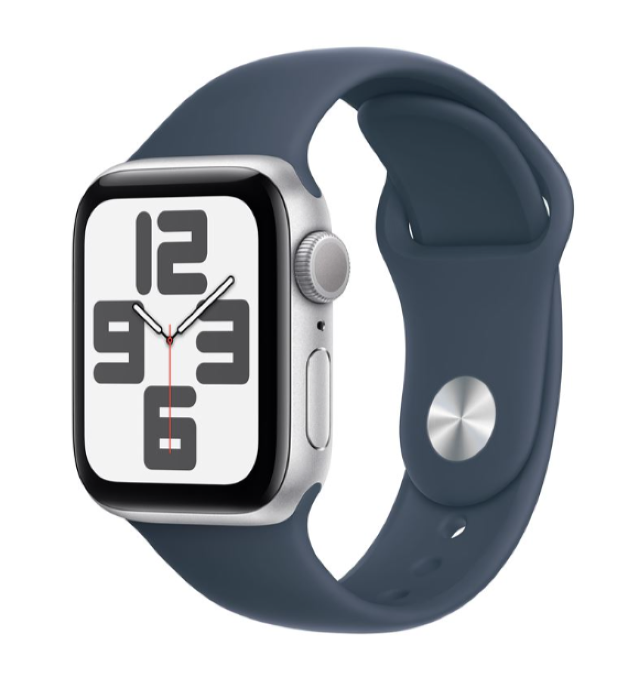 Apple Watch SE Aluminium Argent Bracelet Boucle Unique Silicone Bleu ardoise