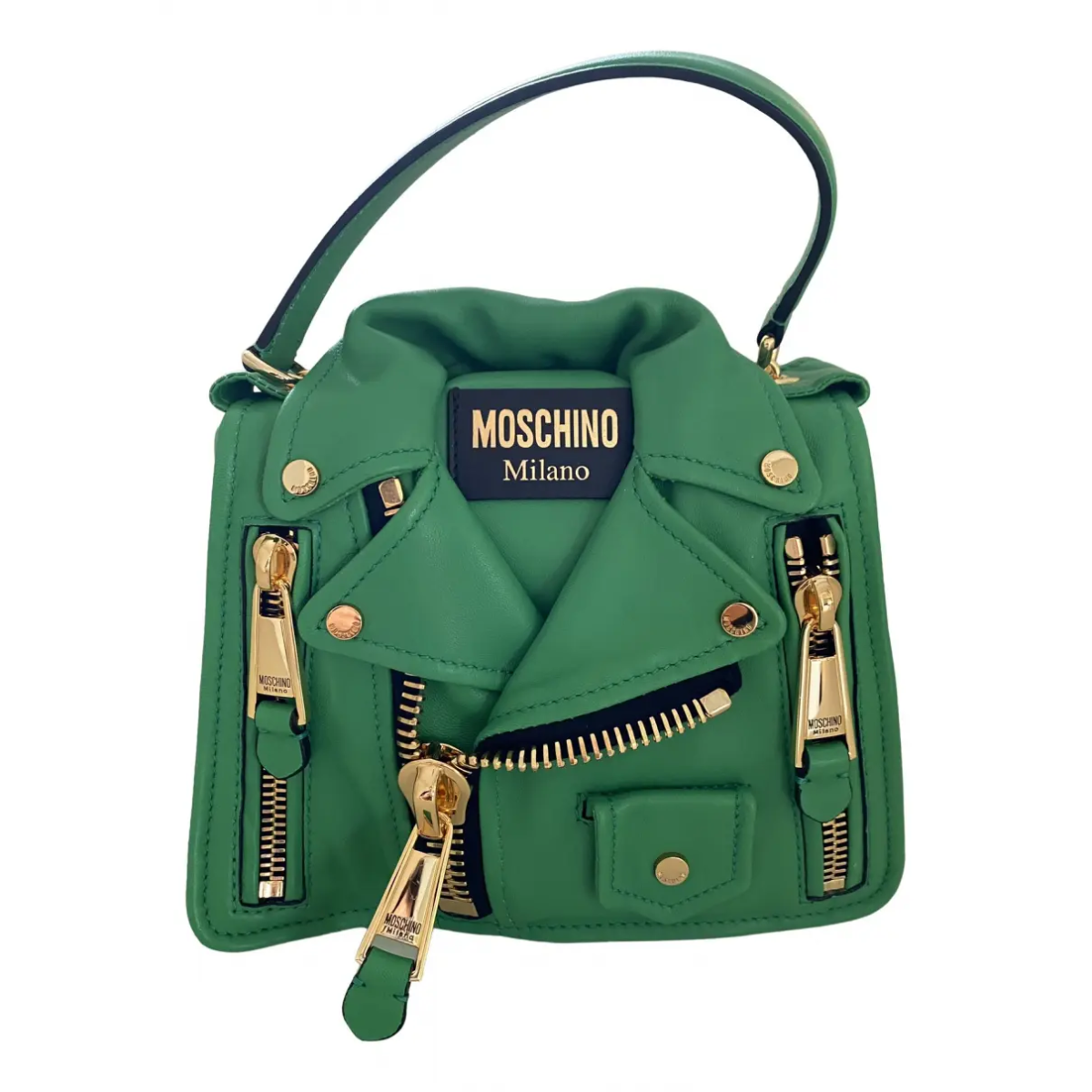 Moschino Biker  Cuir Vert
