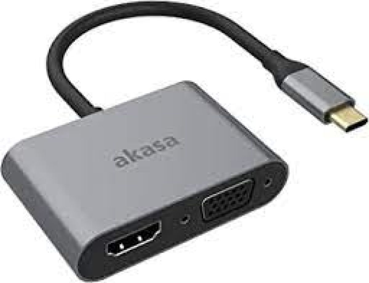 Akasa AK-CBCA23-18BK Adaptateur Usb C vers HDMI/VGA Gris
