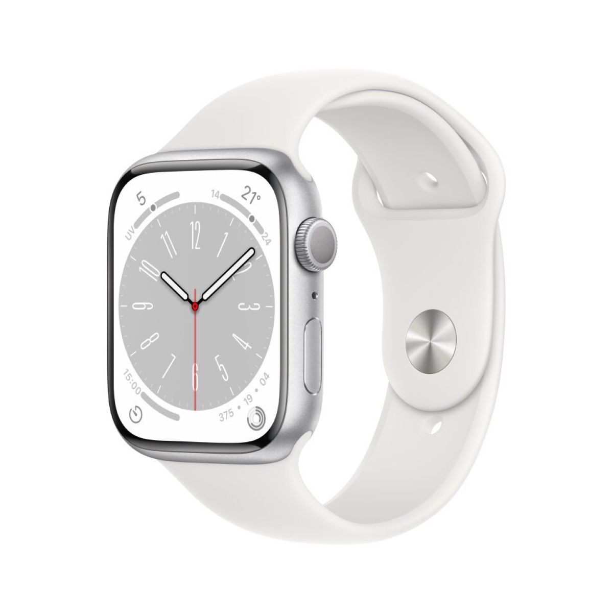 Apple Apple watch Series 8 41mm (A2770) Aluminium Gris Sidéral Bracelet Boucle Unique Silicone Blanc