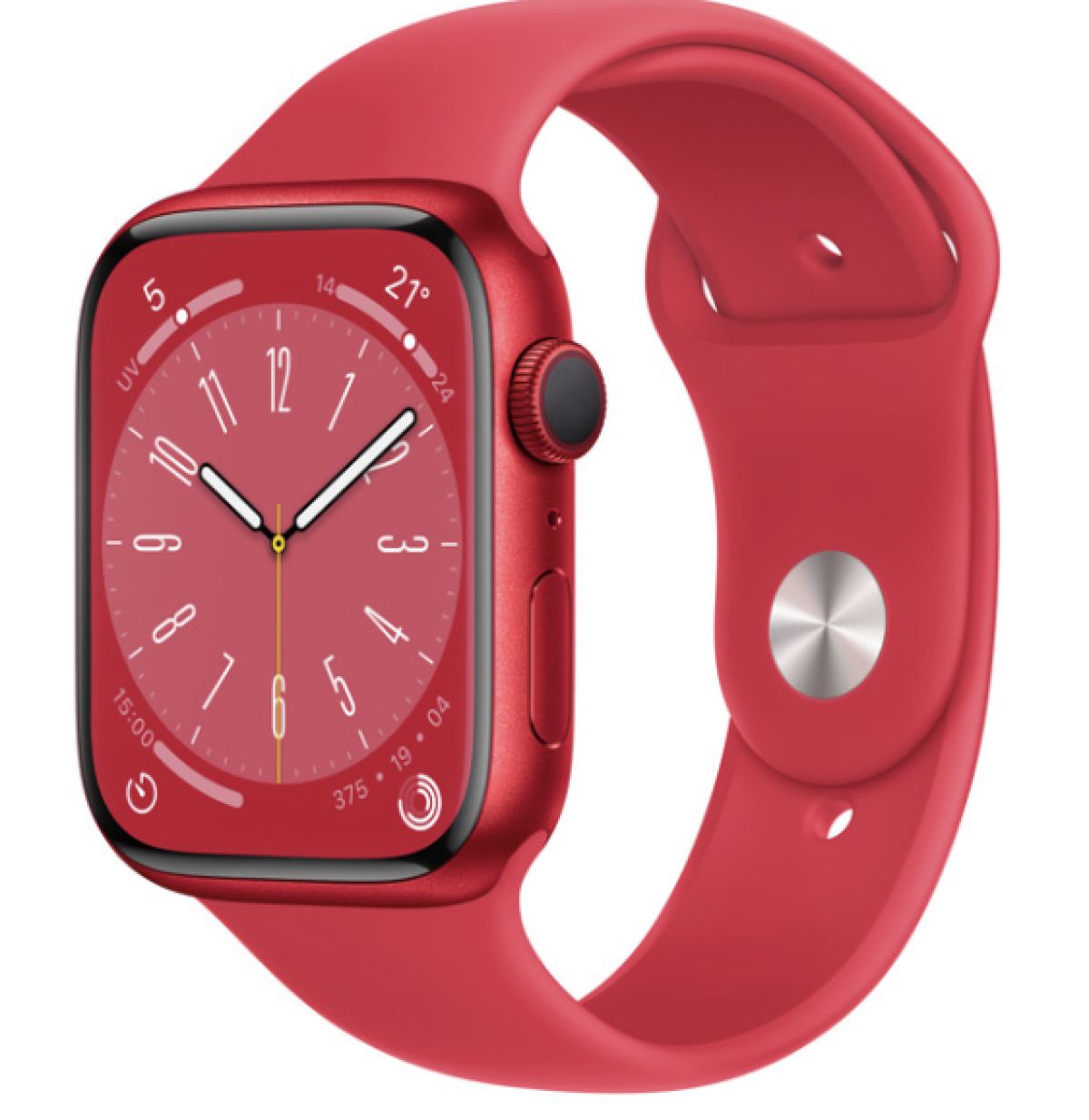 Apple Apple Watch Series 8 45 mm (A2775) Piros alumínium karkötő Egyedi piros szilikon könyv (piros)