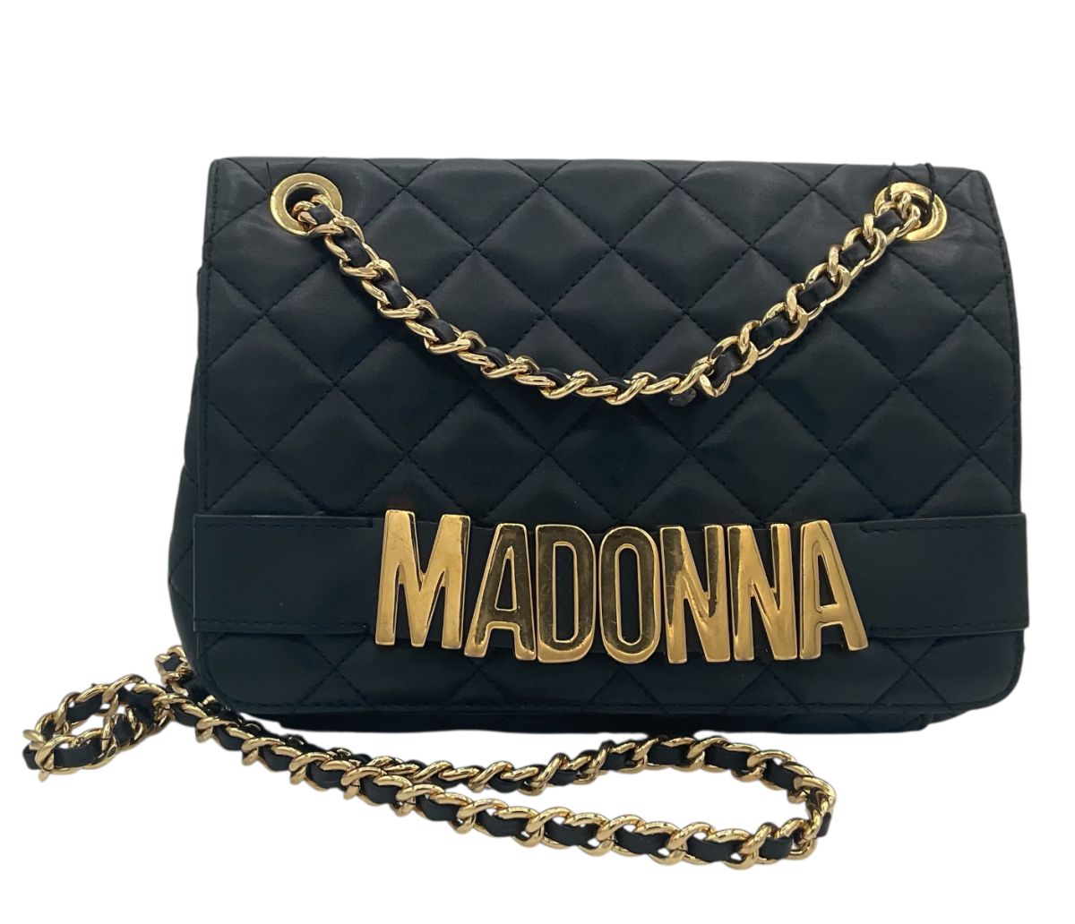 Moschino Flap Medium Cuir Noir Edition Spéciale Pour Madonna