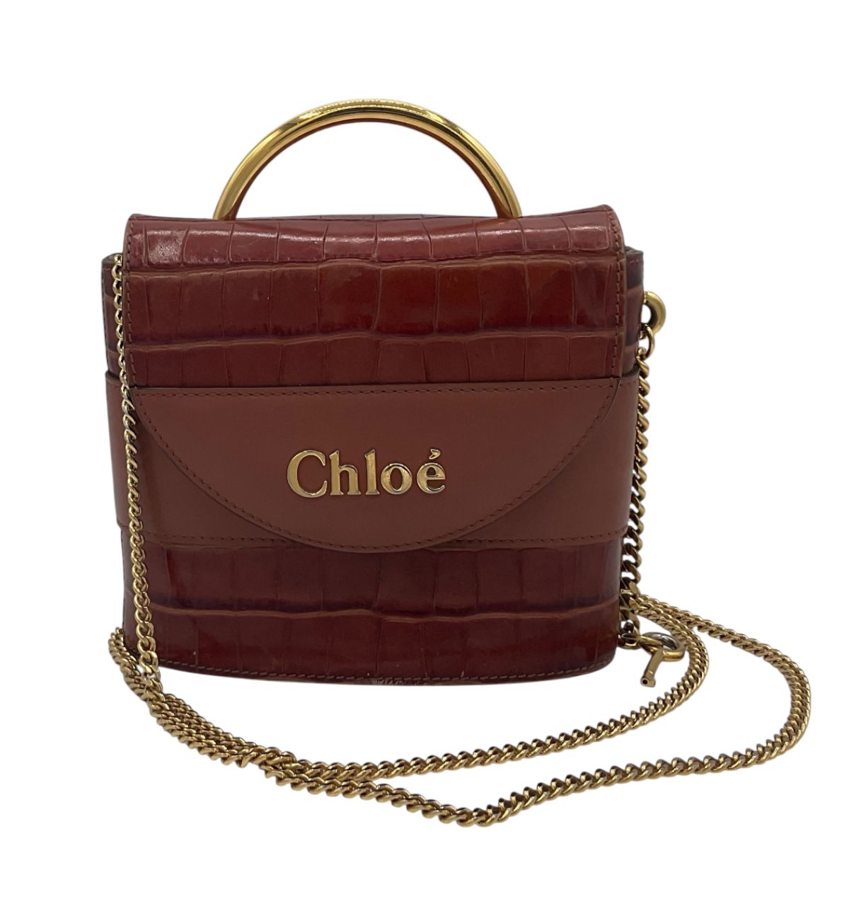 Chloé Aby Lock  Cuir Marron Camel