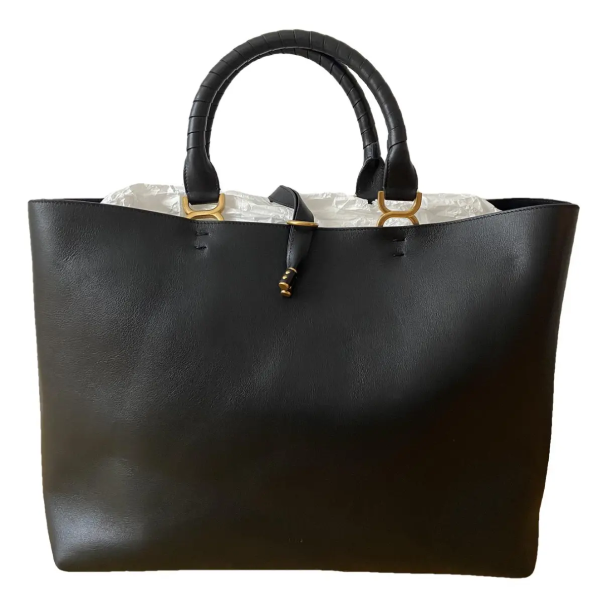 Chloé Marcie  Cuir Veau Noir Tote Bag