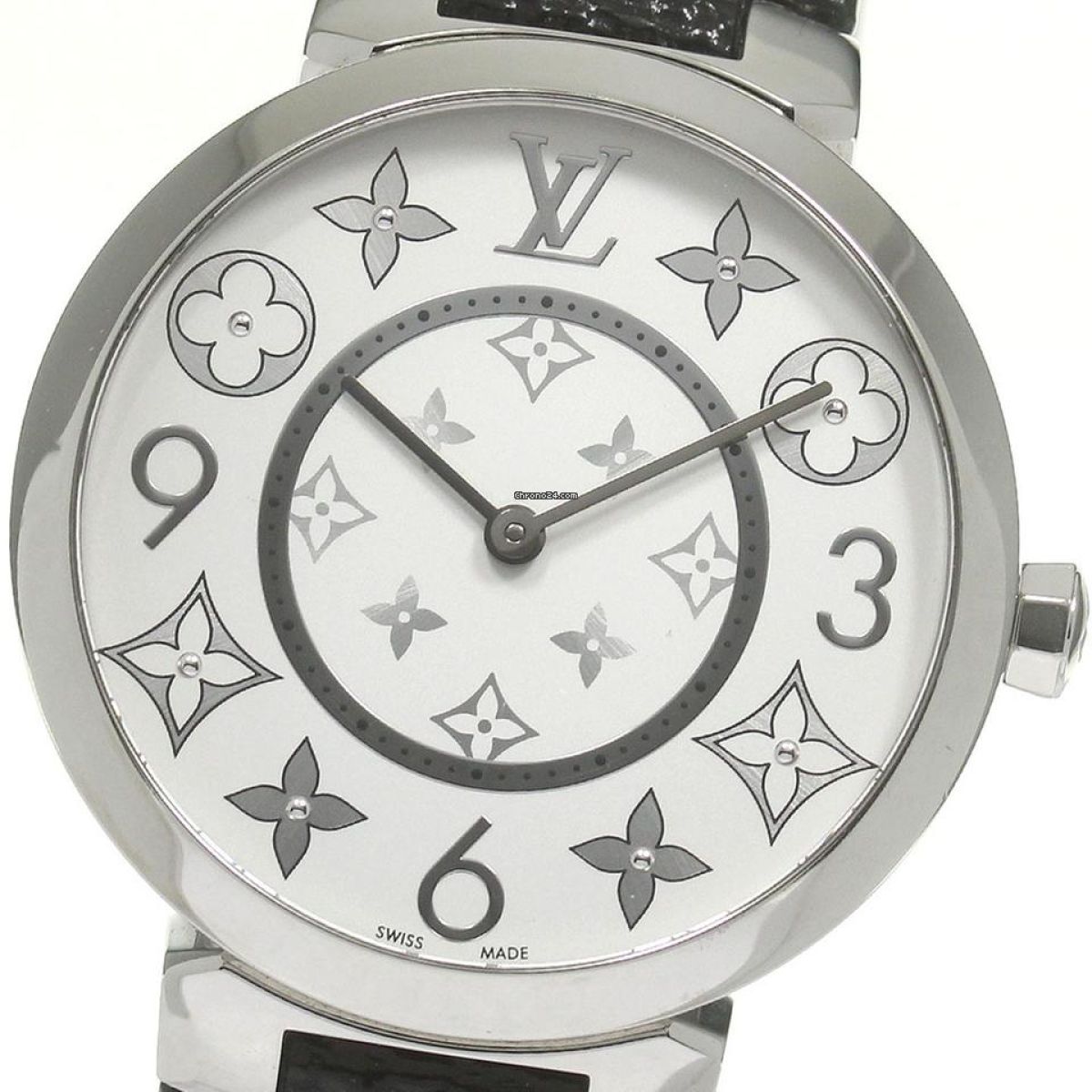 Louis Vuitton TAMBOUR Q13MJ Quartz BLANC Cuir