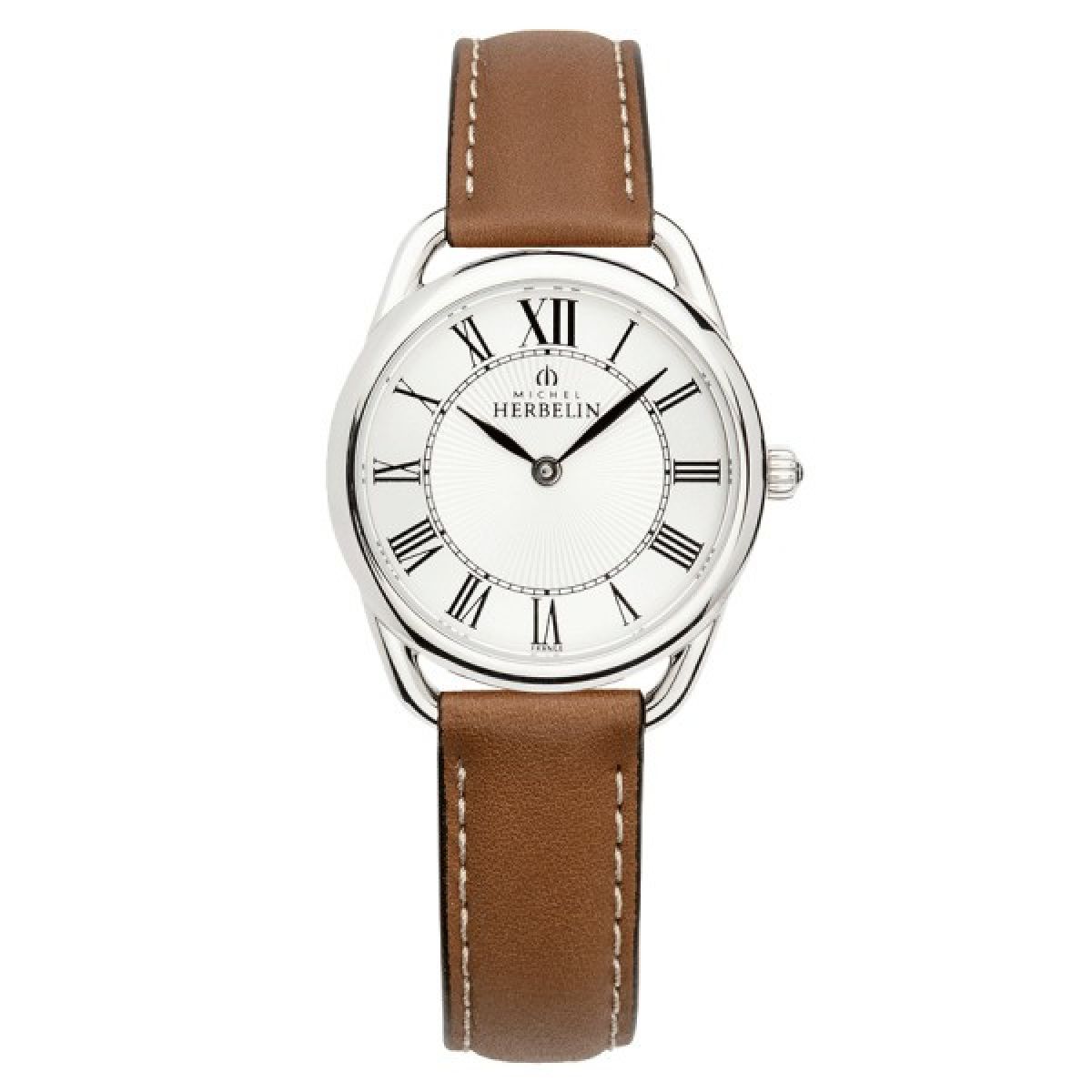 Michel Herbelin Classic Blanc Quartz Gris Cuir