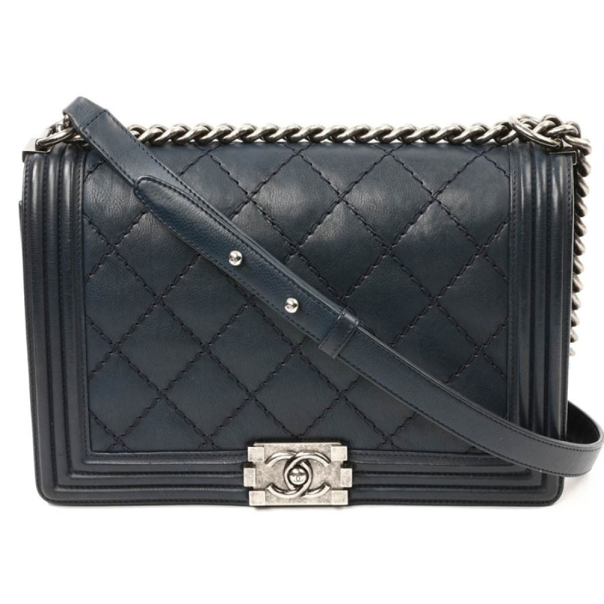 Chanel Boy Large Large Cuir Bleu
