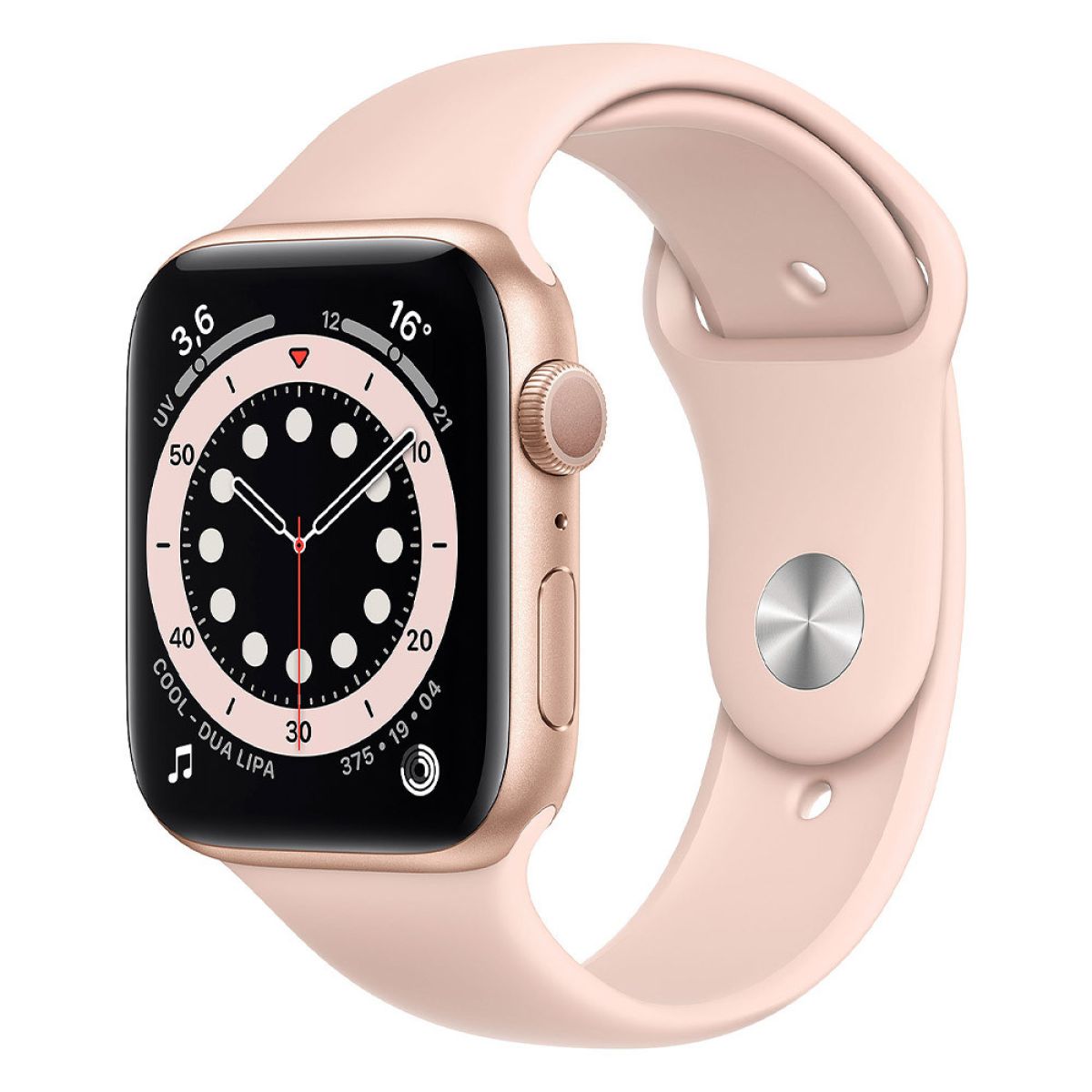 Apple Apple Watch Series 6 44mm (A2376) Aluminium Gris Sidéral Bracelet Boucle Unique Silicone Rose