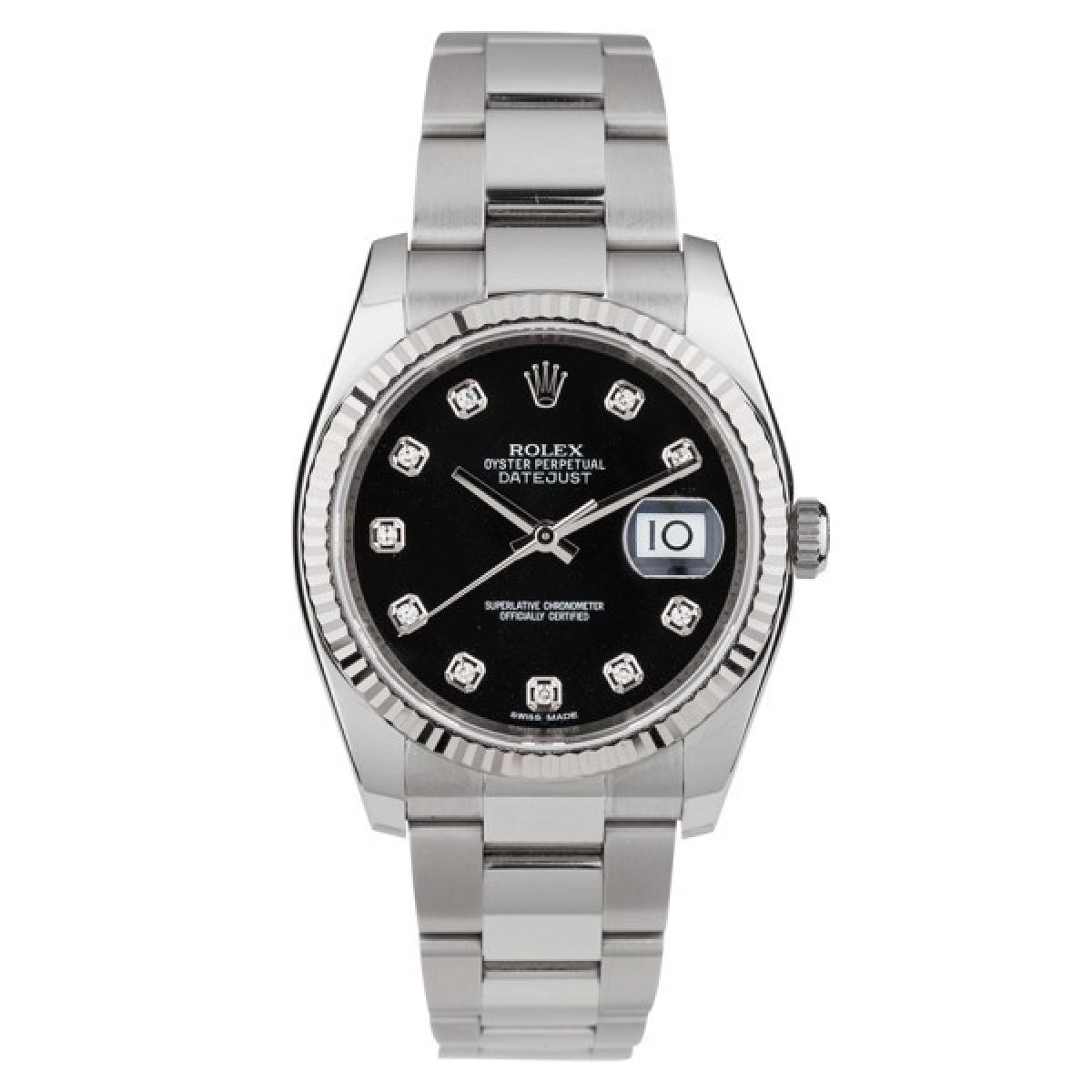 Rolex Oyster Perpetual Date Automatique Acier Couronne or et index diamant