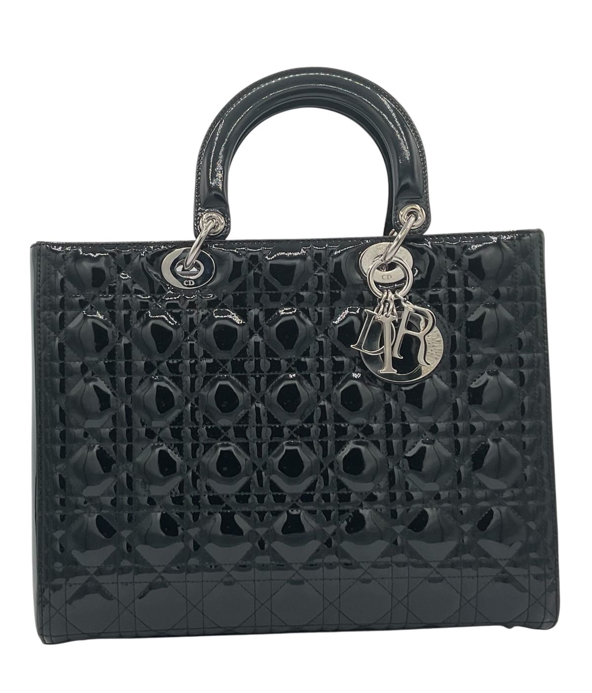 Dior Lady Dior Medium Cuir Vernis Noir
