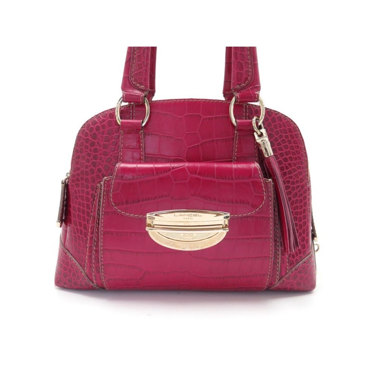 Lancel Adjani L Cuir imitation croco Fushia