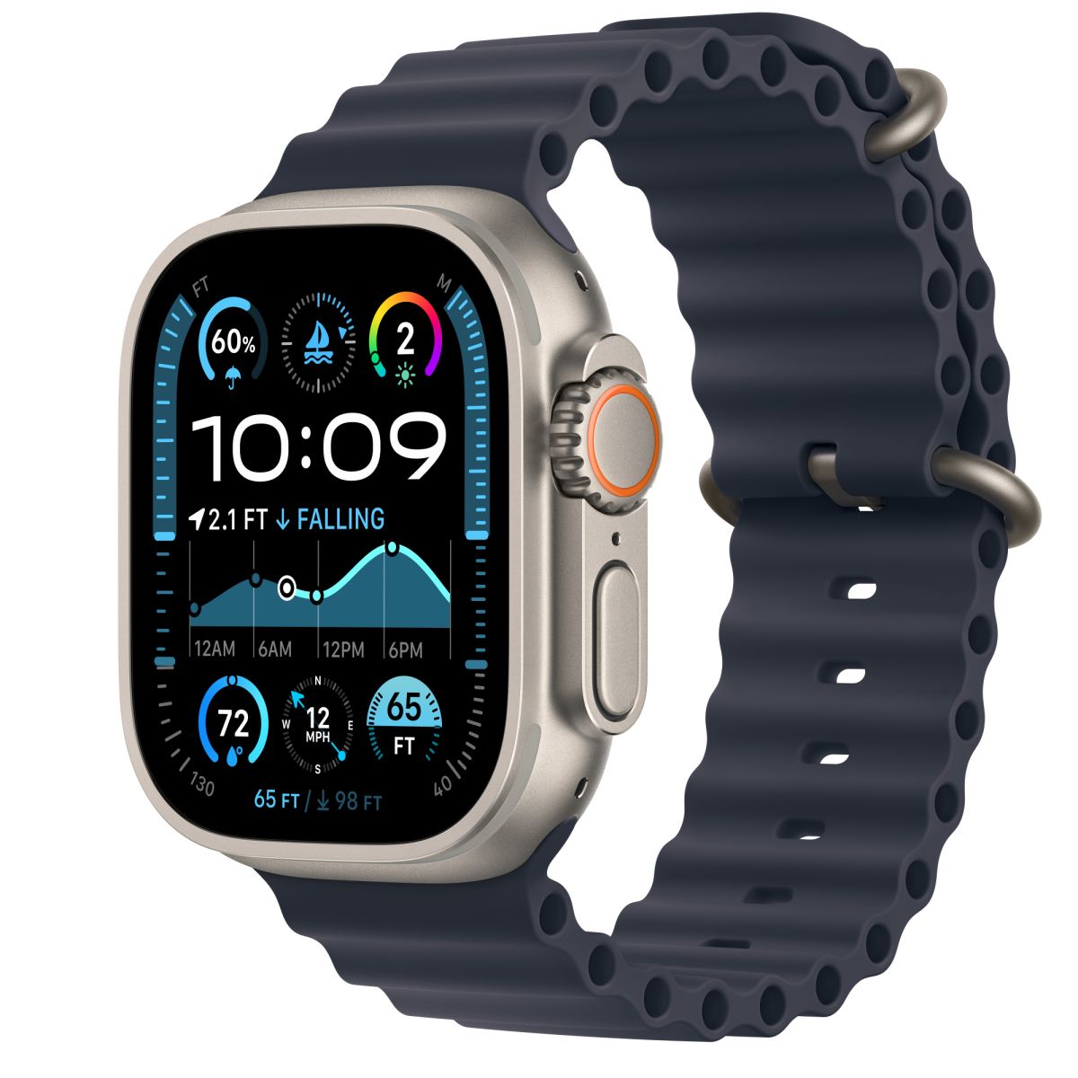 Apple Watch ultra 49mm Titane Bracelet Boucle Unique Silicone Noir