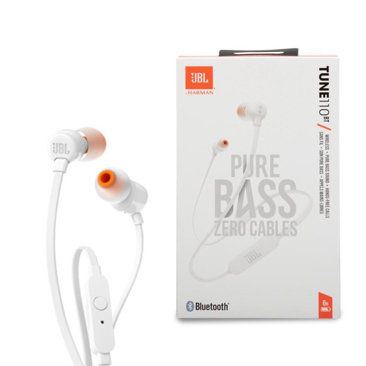 JBL Tune110BT Ecouteurs Intra-auriculaires Bluetooth blanc